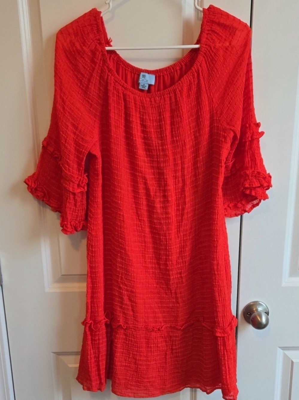 CeCe Red Ruffle-Sleeve Dress -